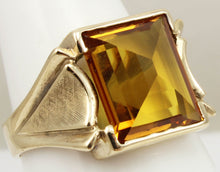 Load image into Gallery viewer, Antique 1920&#39;s Art Deco LARGE 10ct GOLDEN SAPPHIRE 10k Solid Yellow Gold Men&#39;s Ring