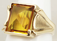 Load image into Gallery viewer, Antique 1920&#39;s Art Deco LARGE 10ct GOLDEN SAPPHIRE 10k Solid Yellow Gold Men&#39;s Ring