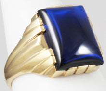 Load image into Gallery viewer, Antique 1920&#39;s Art Deco LARGE 12ct Blue Sapphire 10k Solid Yellow Gold Men&#39;s Ring