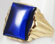 Load image into Gallery viewer, Antique 1920&#39;s Art Deco LARGE 12ct Blue Sapphire 10k Solid Yellow Gold Men&#39;s Ring