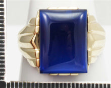 Load image into Gallery viewer, Antique 1920&#39;s Art Deco LARGE 12ct Blue Sapphire 10k Solid Yellow Gold Men&#39;s Ring