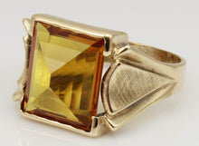 Load image into Gallery viewer, Antique 1920&#39;s Art Deco LARGE 10ct GOLDEN SAPPHIRE 10k Solid Yellow Gold Men&#39;s Ring