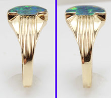 Load image into Gallery viewer, Vintage 1940&#39;s SIGNED GREEN/BLUE/PURPLE RARE Black Natural Opal 10k Solid Yellow Gold Men&#39;s Ring