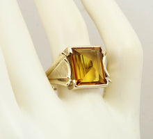 Load image into Gallery viewer, Antique 1920&#39;s Art Deco LARGE 10ct GOLDEN SAPPHIRE 10k Solid Yellow Gold Men&#39;s Ring