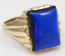 Load image into Gallery viewer, Antique 1920&#39;s Art Deco LARGE 12ct Blue Sapphire 10k Solid Yellow Gold Men&#39;s Ring