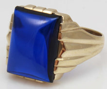 Load image into Gallery viewer, Antique 1920&#39;s Art Deco LARGE 12ct Blue Sapphire 10k Solid Yellow Gold Men&#39;s Ring