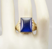 Load image into Gallery viewer, Antique 1920&#39;s Art Deco LARGE 12ct Blue Sapphire 10k Solid Yellow Gold Men&#39;s Ring