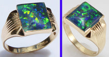 Load image into Gallery viewer, Vintage 1940&#39;s SIGNED GREEN/BLUE/PURPLE RARE Black Natural Opal 10k Solid Yellow Gold Men&#39;s Ring