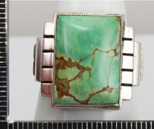 Load image into Gallery viewer, Antique Art Deco Ostby &amp; Barton LARGE RARE Natural #8 Mine Nevada Turquoise Solid Silver Men&#39;s Ring