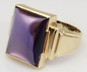 Antique 1920's Art Deco LARGE 12ct Purple Sapphire 10k Solid Yellow Gold Men's Ring