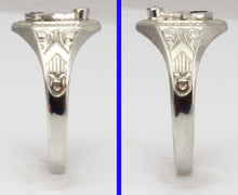 Load image into Gallery viewer, Antique Art Deco RARE Belais of NY Masonic Diamond &amp; Sapphire 10k Solid White Gold Men&#39;s Pinky Ring