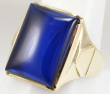 Load image into Gallery viewer, Antique 1920&#39;s Art Deco LARGE 12ct Blue Sapphire 10k Solid Yellow Gold Men&#39;s Ring