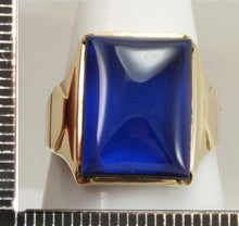 Load image into Gallery viewer, Antique 1920&#39;s Art Deco LARGE 12ct Blue Sapphire 10k Solid Yellow Gold Men&#39;s Ring