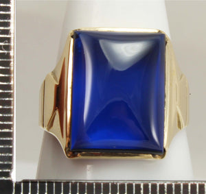 Antique 1920's Art Deco LARGE 12ct Blue Sapphire 10k Solid Yellow Gold Men's Ring