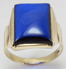 Load image into Gallery viewer, Antique 1920&#39;s Art Deco LARGE 12ct Blue Sapphire 10k Solid Yellow Gold Men&#39;s Ring