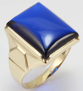 Antique 1920's Art Deco LARGE 12ct Blue Sapphire 10k Solid Yellow Gold Men's Ring