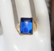 Load image into Gallery viewer, Antique 1920&#39;s Art Deco LARGE 12ct Blue Sapphire 10k Solid Yellow Gold Men&#39;s Ring