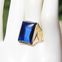 Load image into Gallery viewer, Antique 1920&#39;s Art Deco LARGE 12ct Blue Sapphire 10k Solid Yellow Gold Men&#39;s Ring