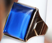 Load image into Gallery viewer, Antique 1920&#39;s Art Deco LARGE 12ct Blue Sapphire 10k Solid Yellow Gold Men&#39;s Ring