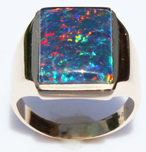 Load image into Gallery viewer, HEAVY Vintage 1940&#39;s LARGE BRIGHT RAINBOW RARE Black Natural Opal 10k Solid Yellow Gold Men&#39;s Ring