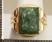 Load image into Gallery viewer, Antique 1920&#39;s Art Deco RARE Hand Carved Natural Aventurine Soldier Cameo 10k Solid Gold Men&#39;s Ring