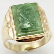 Load image into Gallery viewer, Antique 1920&#39;s Art Deco RARE Hand Carved Natural Aventurine Soldier Cameo 10k Solid Gold Men&#39;s Ring