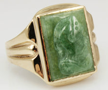 Load image into Gallery viewer, Antique 1920&#39;s Art Deco RARE Hand Carved Natural Aventurine Soldier Cameo 10k Solid Gold Men&#39;s Ring