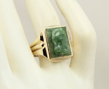 Load image into Gallery viewer, Antique 1920&#39;s Art Deco RARE Hand Carved Natural Aventurine Soldier Cameo 10k Solid Gold Men&#39;s Ring