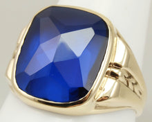 Load image into Gallery viewer, Antique 1920&#39;s Art Deco SIGNED Ostby &amp; Barton 11ct RARE Cushion Blue Spinel 10k Solid Gold Mens Ring