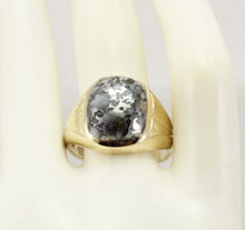 Load image into Gallery viewer, Antique 1920&#39;S Art Deco Natural Silver Ore in Quartz Engraved Florentine 10k Solid Gold Men&#39;s Ring