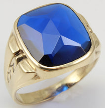 Load image into Gallery viewer, Antique 1920&#39;s Art Deco SIGNED Ostby &amp; Barton 11ct RARE Cushion Blue Spinel 10k Solid Gold Mens Ring