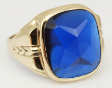 Load image into Gallery viewer, Antique 1920&#39;s Art Deco SIGNED Ostby &amp; Barton 11ct RARE Cushion Blue Spinel 10k Solid Gold Mens Ring