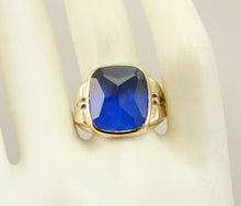 Load image into Gallery viewer, Antique 1920&#39;s Art Deco SIGNED Ostby &amp; Barton 11ct RARE Cushion Blue Spinel 10k Solid Gold Mens Ring