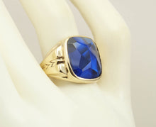 Load image into Gallery viewer, Antique 1920&#39;s Art Deco SIGNED Ostby &amp; Barton 11ct RARE Cushion Blue Spinel 10k Solid Gold Mens Ring