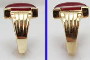 Antique 1920's Art Deco LARGE 12ct Ruby 10k Solid Yellow Gold Men's Ring