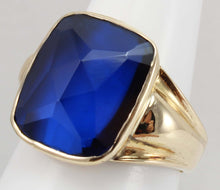 Load image into Gallery viewer, Antique 1920&#39;s Art Deco Signed Budlong Docherty &amp; Armstrong Blue Spinel 10k Solid Gold Men&#39;s Ring