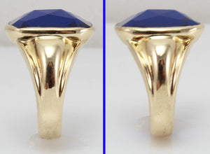 Antique 1920's Art Deco Signed Budlong Docherty & Armstrong Blue Spinel 10k Solid Gold Men's Ring