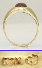 Load image into Gallery viewer, Vintage SIGNED Ullenberg ORANGE RED GOLDEN GREEN Natural Solid Opal Diamond 10k Solid Gold Mens Ring