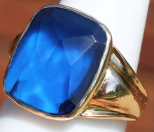 Load image into Gallery viewer, Antique 1920&#39;s Art Deco Signed Budlong Docherty &amp; Armstrong Blue Spinel 10k Solid Gold Men&#39;s Ring