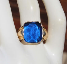 Load image into Gallery viewer, Antique 1920&#39;s Art Deco Signed Budlong Docherty &amp; Armstrong Blue Spinel 10k Solid Gold Men&#39;s Ring