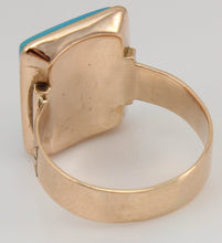 Load image into Gallery viewer, Antique Victorian RARE Natural Persian Turquoise Engraved 14k Solid Rose Gold Ladies Cocktail Ring