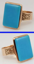 Load image into Gallery viewer, Antique Victorian RARE Natural Persian Turquoise Engraved 14k Solid Rose Gold Ladies Cocktail Ring