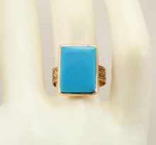 Load image into Gallery viewer, Antique Victorian RARE Natural Persian Turquoise Engraved 14k Solid Rose Gold Ladies Cocktail Ring