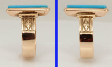 Load image into Gallery viewer, Antique Victorian RARE Natural Persian Turquoise Engraved 14k Solid Rose Gold Ladies Cocktail Ring