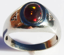 Load image into Gallery viewer, Vintage 1960&#39;s SIGNED ORANGE/RED &amp; GREEN Opal &amp; Diamond 10k Solid White Gold Ladies Cocktail Ring