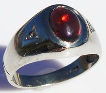 Load image into Gallery viewer, Vintage 1960&#39;s SIGNED ORANGE/RED &amp; GREEN Opal &amp; Diamond 10k Solid White Gold Ladies Cocktail Ring