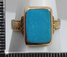 Load image into Gallery viewer, Antique Victorian RARE Natural Persian Turquoise 14k Solid Rose &amp; Yellow Gold Ladies Cocktail Ring