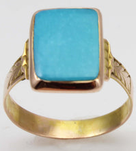 Load image into Gallery viewer, Antique Victorian RARE Natural Persian Turquoise 14k Solid Rose &amp; Yellow Gold Ladies Cocktail Ring