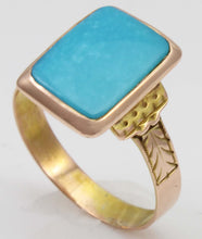 Load image into Gallery viewer, Antique Victorian RARE Natural Persian Turquoise 14k Solid Rose &amp; Yellow Gold Ladies Cocktail Ring