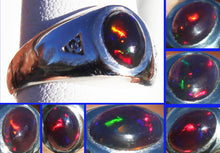 Load image into Gallery viewer, Vintage 1960&#39;s SIGNED ORANGE/RED &amp; GREEN Opal &amp; Diamond 10k Solid White Gold Ladies Cocktail Ring